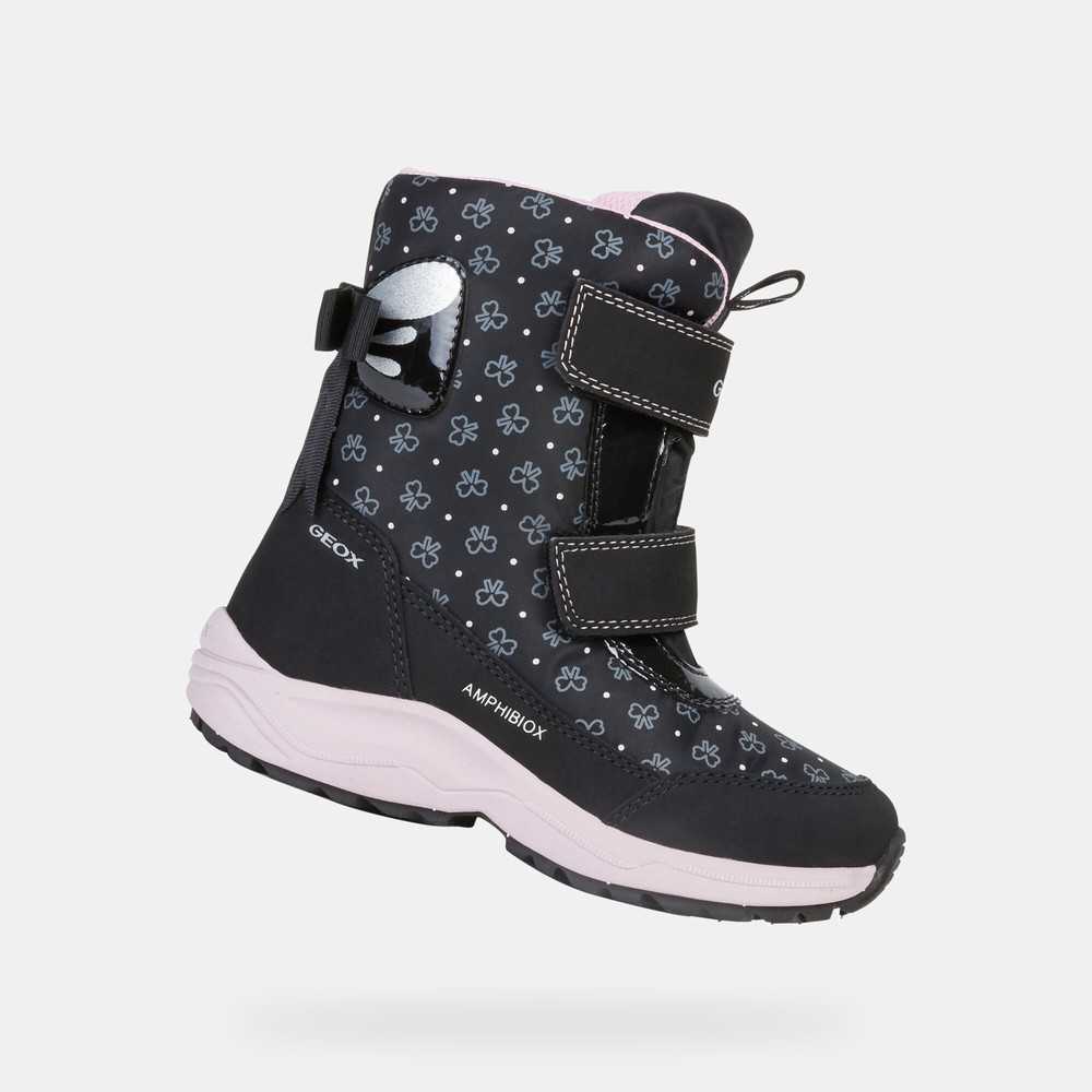 Blanco Min Fraternidad Geox Shoes Offers - Geox Amphibiox Black Kids Ankle Boots